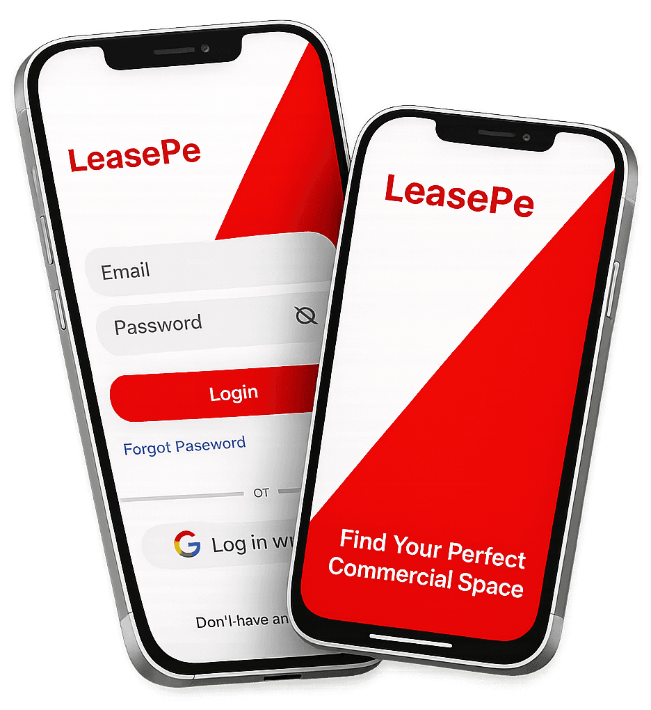 Commercial property owner and brand representative discussing a lease
